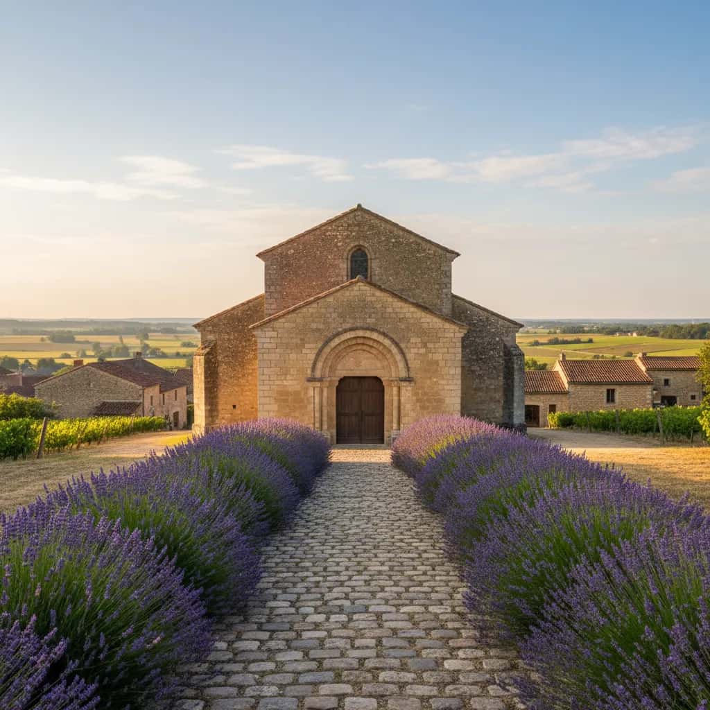 Romanesque stone church in a Charente village